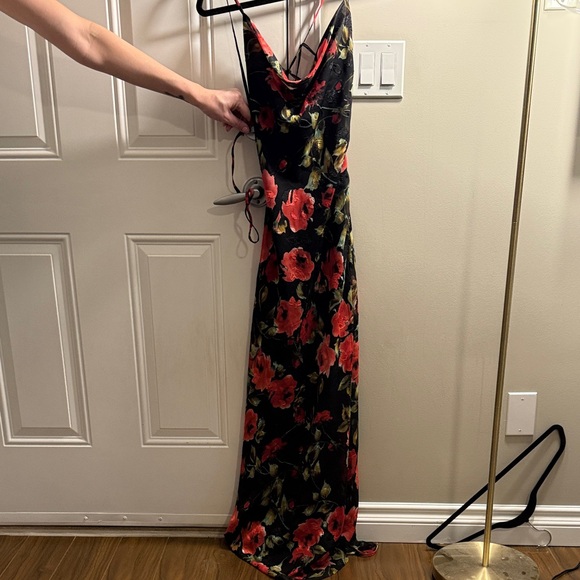 Floral Backless Dress - REVOLVE Black and Red - Picture 3 of 4
